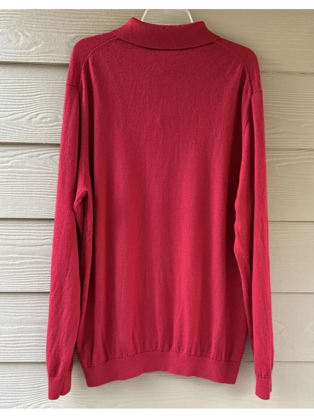 Turnbury Men's Extra Fine Merino Wool Dark Red Long Sleeve Polo Sweater Size 2XT